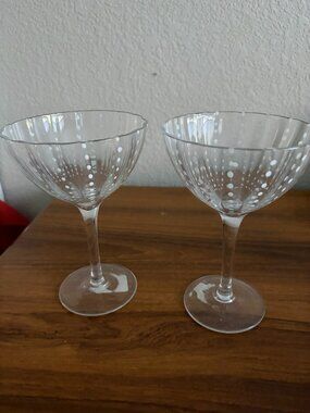 Set of 2 Zafferano Clear Beaded Martini Coupe Glass-